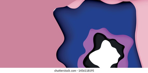 Abstract geometric pattern. 3d paper layers cut out colorful wave background. Origami cut out abstract waves for web background design.