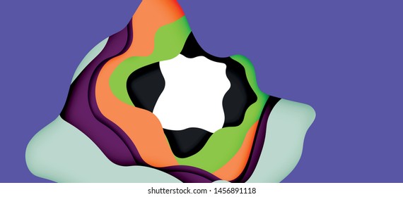 Abstract geometric pattern. 3d paper layers cut out colorful wave background. Origami cut out abstract waves for web background design.