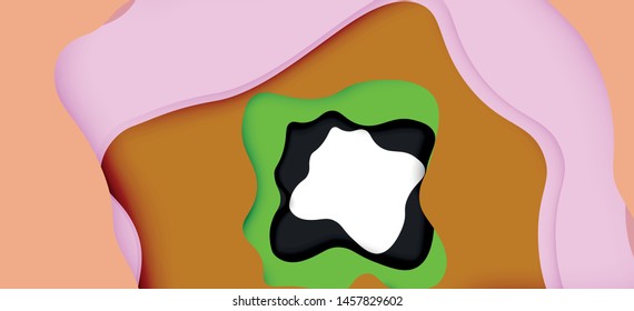 Abstract geometric pattern. 3d paper layers cut out colorful wave background. Origami cut out abstract waves for web background design.