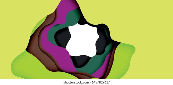 Abstract geometric pattern. 3d paper layers cut out colorful wave background. Origami cut out abstract waves for web background design.