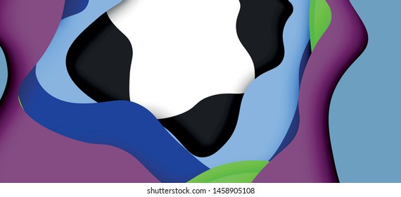 Abstract geometric pattern. 3d paper layers cut out colorful wave background. Origami cut out abstract waves for web background design.