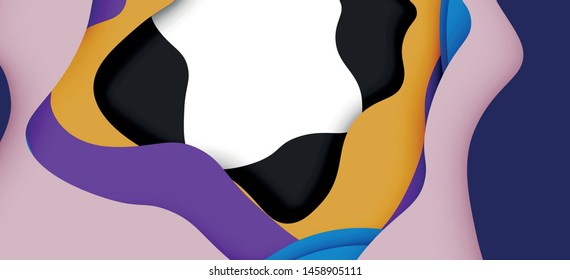 Abstract geometric pattern. 3d paper layers cut out colorful wave background. Origami cut out abstract waves for web background design.