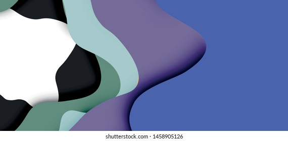 Abstract geometric pattern. 3d paper layers cut out colorful wave background. Origami cut out abstract waves for web background design.