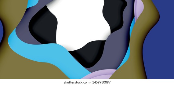 Abstract geometric pattern. 3d paper layers cut out colorful wave background. Origami cut out abstract waves for web background design.