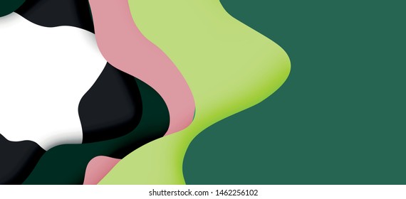 Abstract geometric pattern. 3d paper layers cut out colorful wave background. Origami cut out abstract waves for web background design.