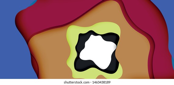 Abstract geometric pattern. 3d paper layers cut out colorful wave background. Origami cut out abstract waves for web background design.