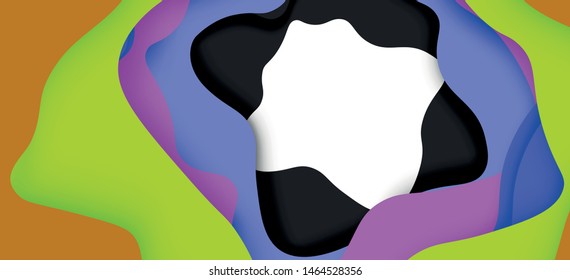 Abstract geometric pattern. 3d paper layers cut out colorful wave background. Origami cut out abstract waves for web background design.