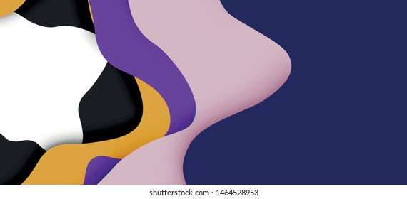 Abstract geometric pattern. 3d paper layers cut out colorful wave background. Origami cut out abstract waves for web background design.