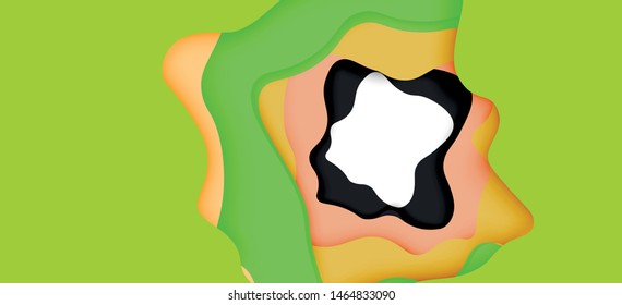 Abstract geometric pattern. 3d paper layers cut out colorful wave background. Origami cut out abstract waves for web background design.