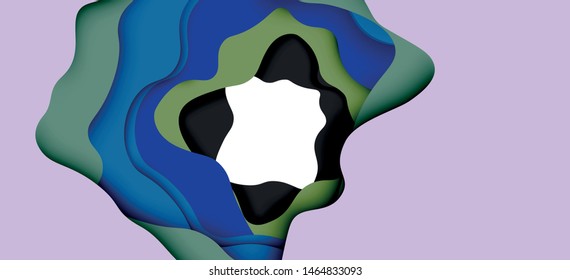 Abstract geometric pattern. 3d paper layers cut out colorful wave background. Origami cut out abstract waves for web background design.