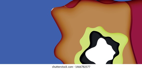 Abstract geometric pattern. 3d paper layers cut out colorful wave background. Origami cut out abstract waves for web background design.