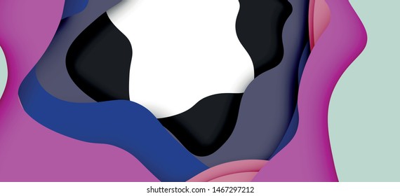 Abstract geometric pattern. 3d paper layers cut out colorful wave background. Origami cut out abstract waves for web background design.