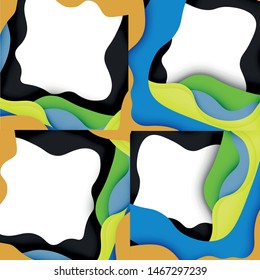 Abstract geometric pattern. 3d paper layers cut out colorful wave background. Origami cut out abstract waves for web background design.