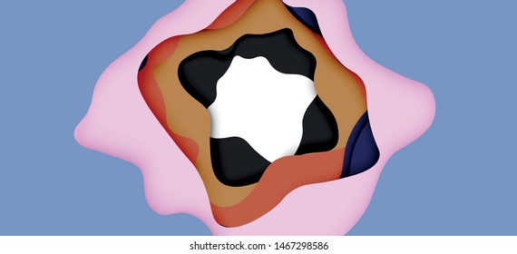 Abstract geometric pattern. 3d paper layers cut out colorful wave background. Origami cut out abstract waves for web background design.