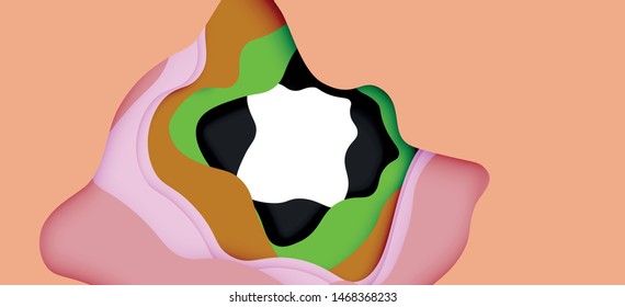 Abstract geometric pattern. 3d paper layers cut out colorful wave background. Origami cut out abstract waves for web background design.