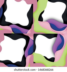 Abstract geometric pattern. 3d paper layers cut out colorful wave background. Origami cut out abstract waves for web background design.