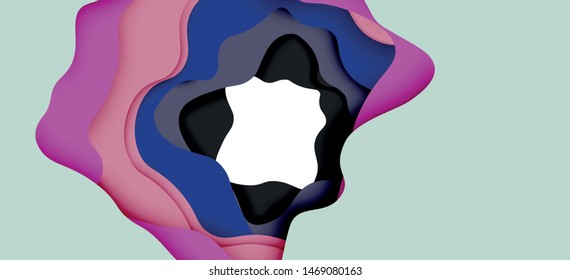 Abstract geometric pattern. 3d paper layers cut out colorful wave background. Origami cut out abstract waves for web background design.