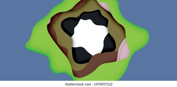 Abstract geometric pattern. 3d paper layers cut out colorful wave background. Origami cut out abstract waves for web background design.