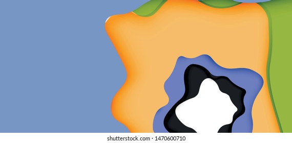 Abstract geometric pattern. 3d paper layers cut out colorful wave background. Origami cut out abstract waves for web background design.