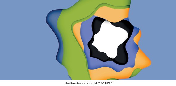 Abstract geometric pattern. 3d paper layers cut out colorful wave background. Origami cut out abstract waves for web background design.