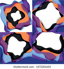Abstract geometric pattern. 3d paper layers cut out colorful wave background. Origami cut out abstract waves for web background design.