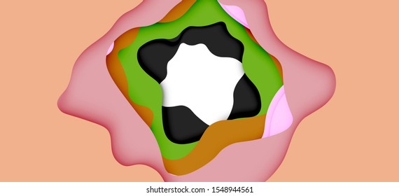 Abstract geometric pattern. 3d paper layers cut out colorful wave background. Origami cut out abstract waves for web background design.