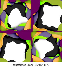 Abstract geometric pattern. 3d paper layers cut out colorful wave background. Origami cut out abstract waves for web background design.