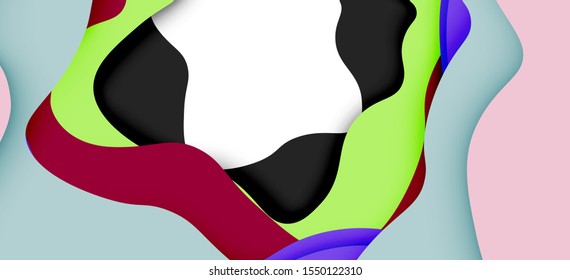 Abstract geometric pattern. 3d paper layers cut out colorful wave background. Origami cut out abstract waves for web background design.