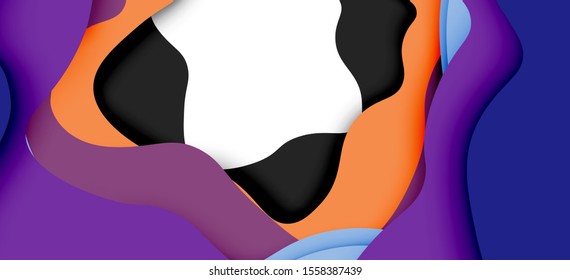 Abstract geometric pattern. 3d paper layers cut out colorful wave background. Origami cut out abstract waves for web background design.