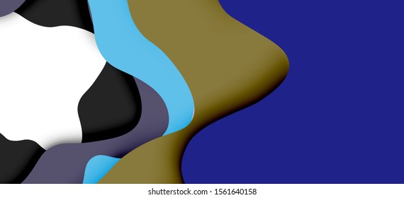 Abstract geometric pattern. 3d paper layers cut out colorful wave background. Origami cut out abstract waves for web background design.