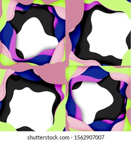 Abstract geometric pattern. 3d paper layers cut out colorful wave background. Origami cut out abstract waves for web background design.