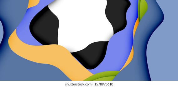 Abstraktes geometrisches Muster. 3D-Papierschichten schneiden farbige Wellenhintergrund aus. Origami schneidet abstrakte Wellen für Web-Hintergrund-Design aus.
