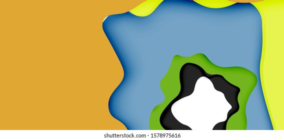 Abstract geometric pattern. 3d paper layers cut out colorful wave background. Origami cut out abstract waves for web background design.