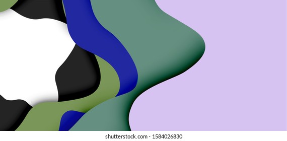 Abstract geometric pattern. 3d paper layers cut out colorful wave background. Origami cut out abstract waves for web background design.
