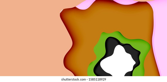 Abstract geometric pattern. 3d paper layers cut out colorful wave background. Origami cut out abstract waves for web background design.