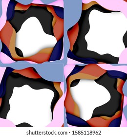 Abstract geometric pattern. 3d paper layers cut out colorful wave background. Origami cut out abstract waves for web background design.