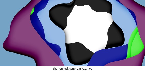 Abstract geometric pattern. 3d paper layers cut out colorful wave background. Origami cut out abstract waves for web background design.