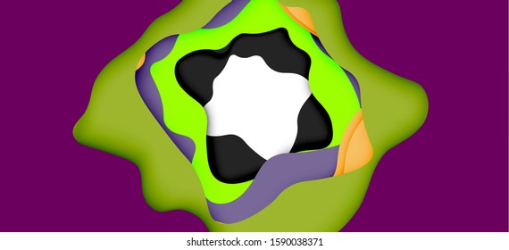 Abstract geometric pattern. 3d paper layers cut out colorful wave background. Origami cut out abstract waves for web background design.