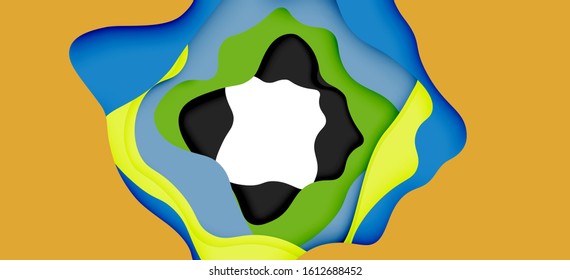 Padrão geométrico abstrato. As camadas de papel 3d recortam o plano de fundo colorido da onda. Origami cortou ondas abstratas para o design de fundo da web.