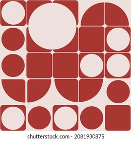 abstract geometric pattern in 70's style red and coconut color