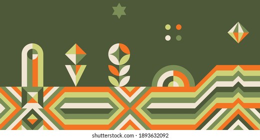 Abstract geometric pattern. Agriculture symbol. Harvest of garden. Background graphic design. Vector illustration.