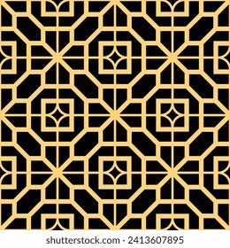 Abstract geometric pattern in Arabian style. Seamless vector background. Gold and white texture. Graphic modern pattern.