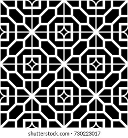 Abstract geometric pattern in Arabian style. Seamless vector background. Black and white texture. Graphic modern pattern.