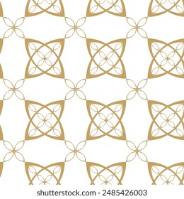Abstractas patrón geométrico con arcos, rayas, líneas. Fondo de Vector inconsútil. Adorno floral blanco y dorado. Moderno Diseño gráfico reticulado.