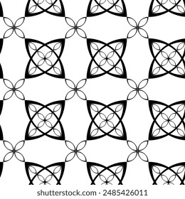 Abstractas patrón geométrico con arcos, rayas, líneas. Fondo de Vector inconsútil. Adorno floral blanco y negro. Moderno Diseño gráfico reticulado.