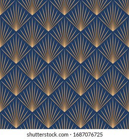 Abstract geometric pattern with art deco thin gold lines. Seamless linear rapport vector background. Stylish fractal texture. Repeating geometric grid art deco design background. Fabric trellis print