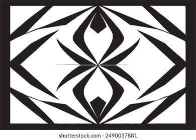Abstract Geometric Pattern Artistic Vector Illustration in Black and White