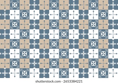 Abstract Geometric Pattern Artwork. Retro colors. Vintage retro ceramic ornamental tile pattern