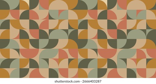 Abstract Geometric Pattern Artwork. Vintage Retro colors in a Seamless Pattern.