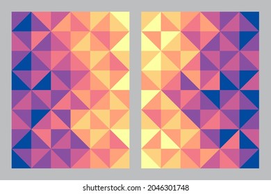 Abstract geometric pattern background. Bauhaus art style gradient color. Triangle and square shape. Design for print, cover, poster, flyer, banner, wall, brochure, card. Vector illustration.
